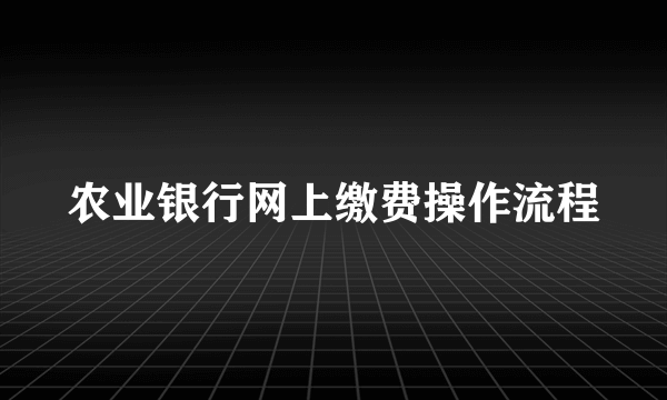 农业银行网上缴费操作流程