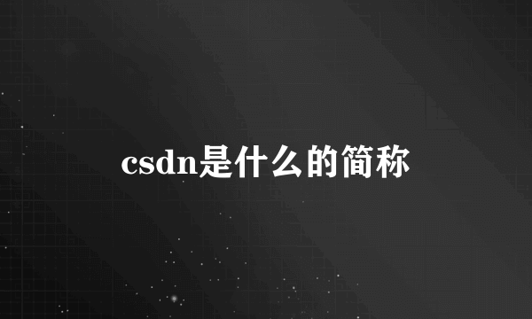 csdn是什么的简称
