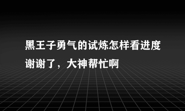 黑王子勇气的试炼怎样看进度谢谢了，大神帮忙啊
