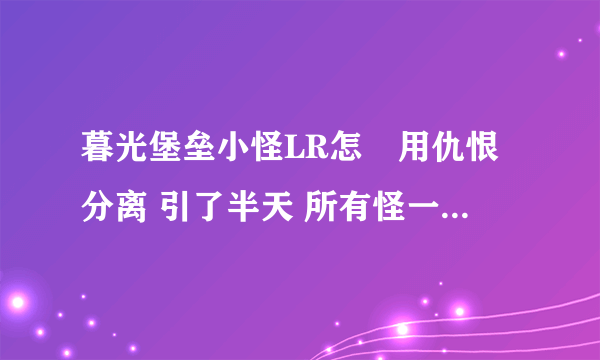 暮光堡垒小怪LR怎麼用仇恨分离 引了半天 所有怪一起出 要是有宏最好 谢谢各位大大