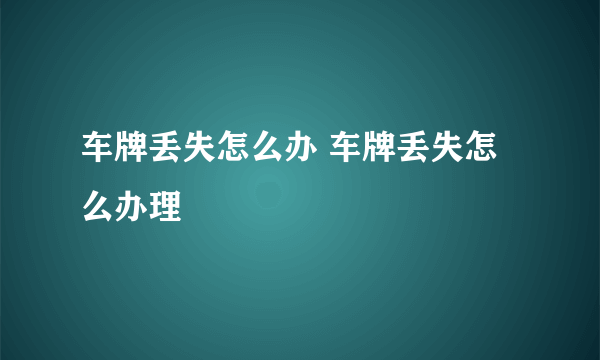 车牌丢失怎么办 车牌丢失怎么办理