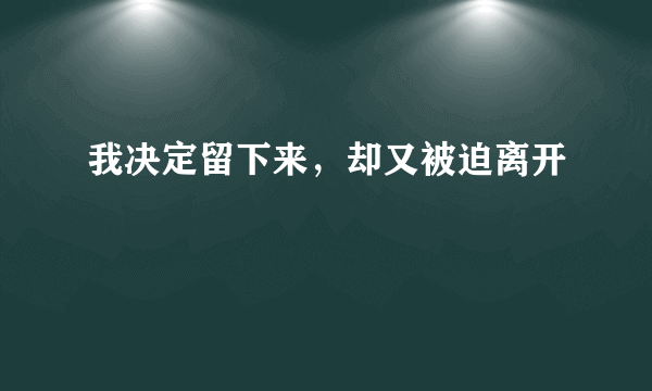 我决定留下来，却又被迫离开