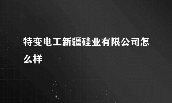 特变电工新疆硅业有限公司怎么样