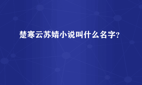 楚寒云苏婧小说叫什么名字？