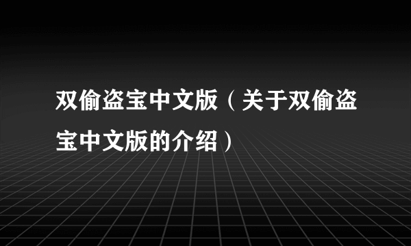 双偷盗宝中文版（关于双偷盗宝中文版的介绍）