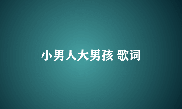 小男人大男孩 歌词