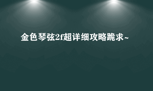 金色琴弦2f超详细攻略跪求~