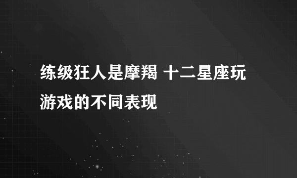 练级狂人是摩羯 十二星座玩游戏的不同表现