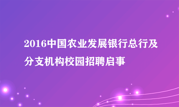 2016中国农业发展银行总行及分支机构校园招聘启事