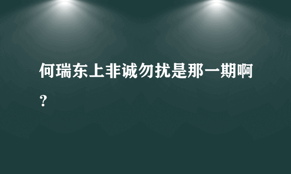 何瑞东上非诚勿扰是那一期啊？