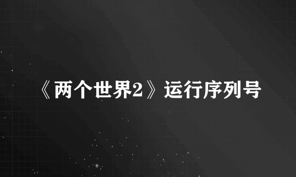 《两个世界2》运行序列号