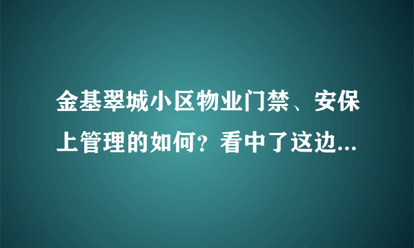 金基翠城小区物业门禁、安保上管理的如何？看中了这边的房子，担心给老人住的话会不会不安全？