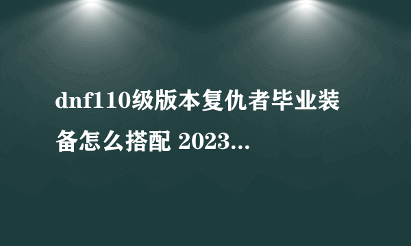 dnf110级版本复仇者毕业装备怎么搭配 2023四叔毕业装备搭配指南
