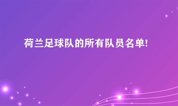 荷兰足球队的所有队员名单!