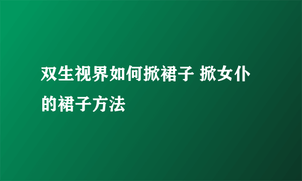 双生视界如何掀裙子 掀女仆的裙子方法
