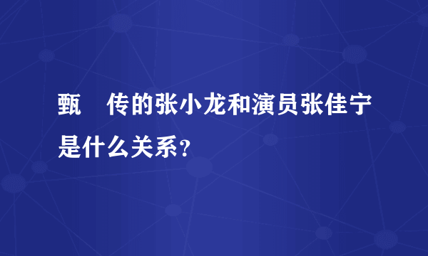 甄嬛传的张小龙和演员张佳宁是什么关系？