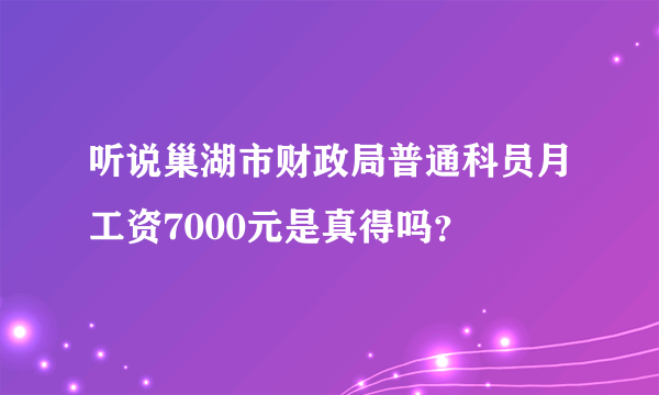听说巢湖市财政局普通科员月工资7000元是真得吗？