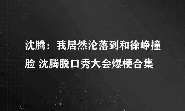 沈腾：我居然沦落到和徐峥撞脸 沈腾脱口秀大会爆梗合集