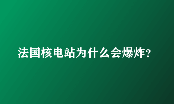 法国核电站为什么会爆炸？