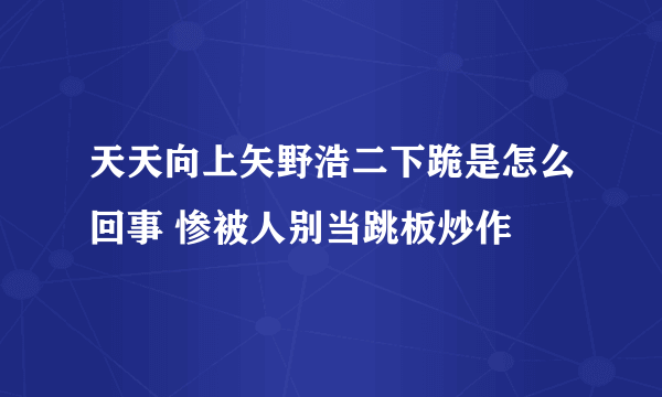 天天向上矢野浩二下跪是怎么回事 惨被人别当跳板炒作