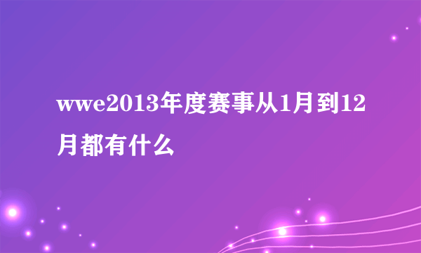wwe2013年度赛事从1月到12月都有什么