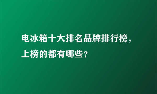电冰箱十大排名品牌排行榜，上榜的都有哪些？