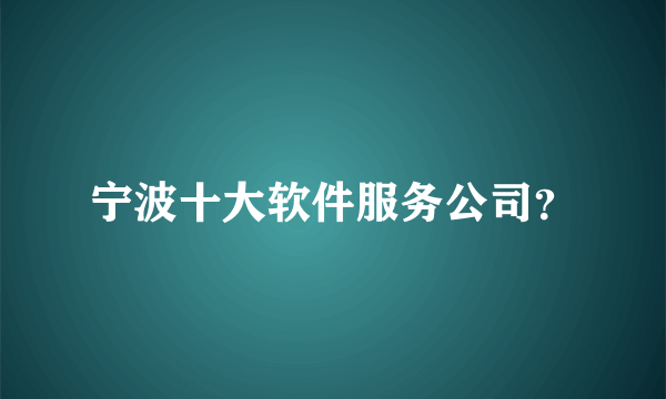 宁波十大软件服务公司？