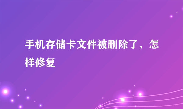 手机存储卡文件被删除了，怎样修复