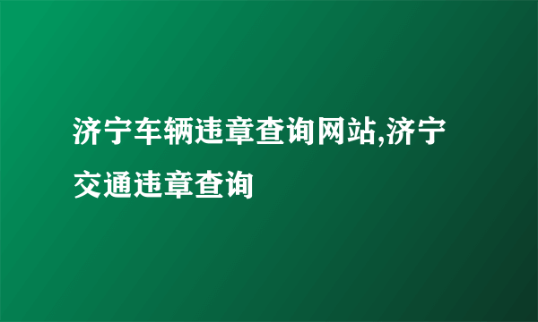 济宁车辆违章查询网站,济宁交通违章查询