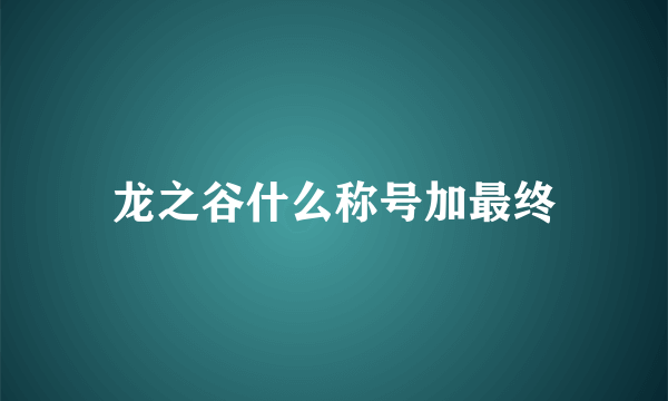 龙之谷什么称号加最终