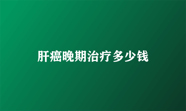 肝癌晚期治疗多少钱