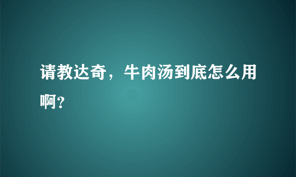 请教达奇，牛肉汤到底怎么用啊？