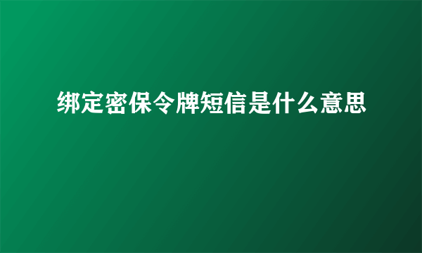 绑定密保令牌短信是什么意思