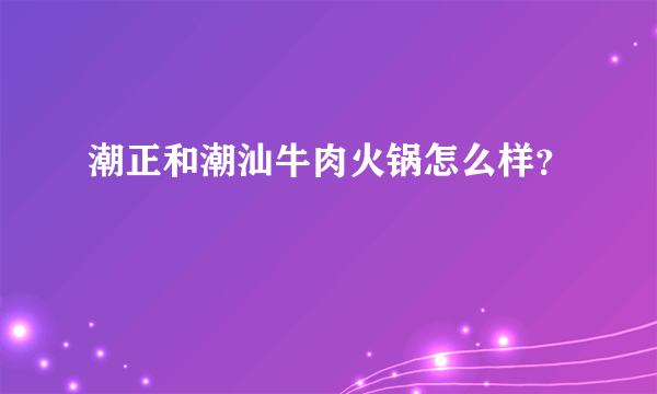 潮正和潮汕牛肉火锅怎么样？