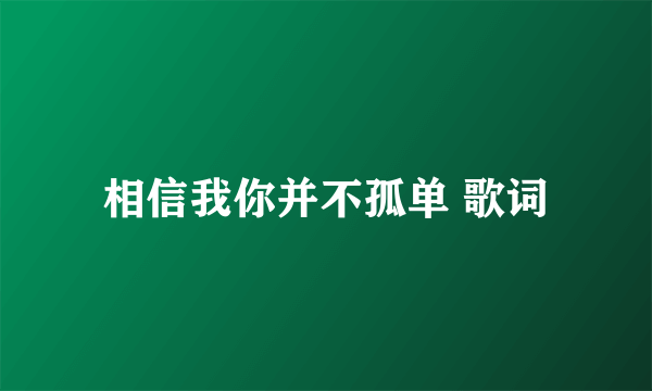 相信我你并不孤单 歌词