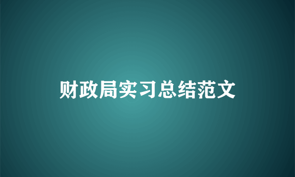 财政局实习总结范文