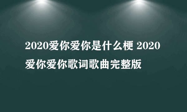 2020爱你爱你是什么梗 2020爱你爱你歌词歌曲完整版