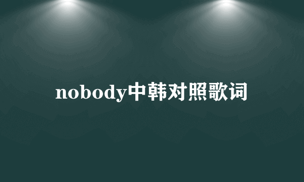 nobody中韩对照歌词