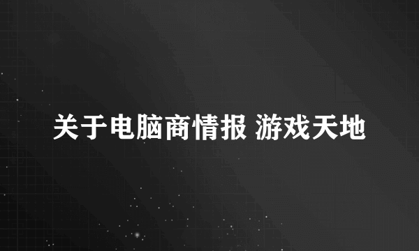 关于电脑商情报 游戏天地