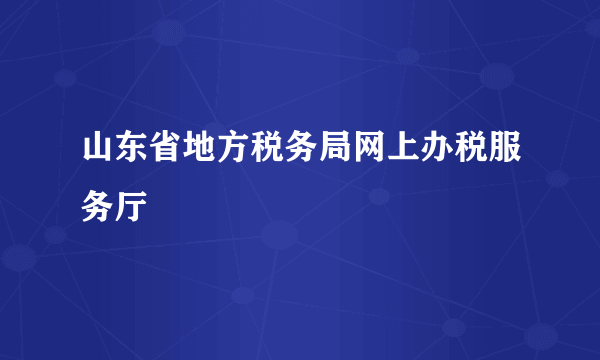 山东省地方税务局网上办税服务厅