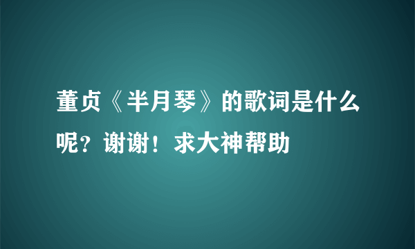 董贞《半月琴》的歌词是什么呢？谢谢！求大神帮助