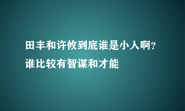 田丰和许攸到底谁是小人啊？谁比较有智谋和才能