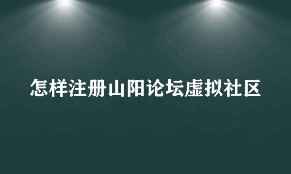 怎样注册山阳论坛虚拟社区