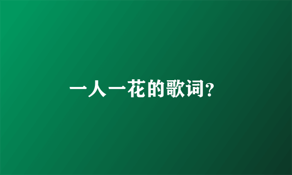 一人一花的歌词？
