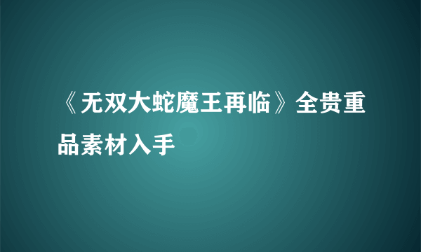 《无双大蛇魔王再临》全贵重品素材入手