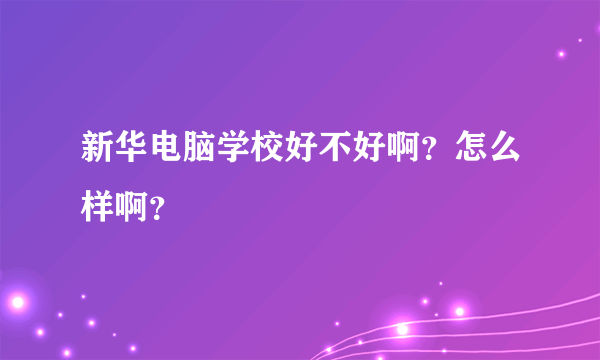 新华电脑学校好不好啊？怎么样啊？