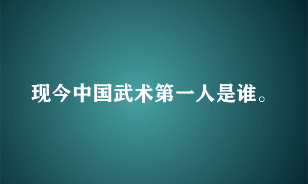 现今中国武术第一人是谁。