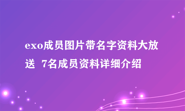 exo成员图片带名字资料大放送  7名成员资料详细介绍