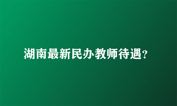 湖南最新民办教师待遇？
