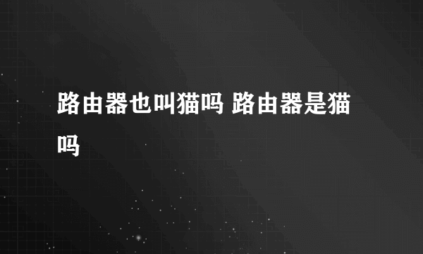 路由器也叫猫吗 路由器是猫吗